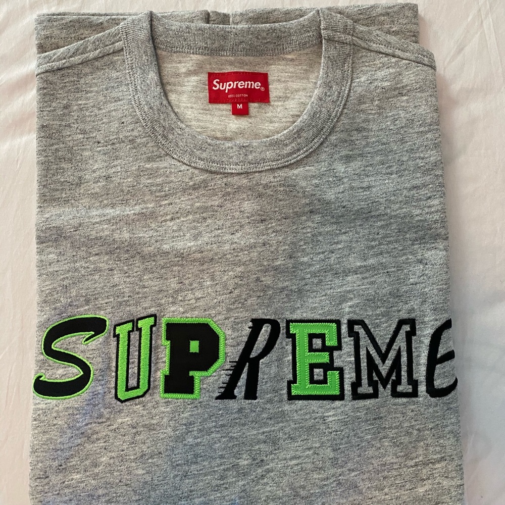 Supreme Collage Logo S/S Top Heather Grey T-shirt - Picture 1 of 3